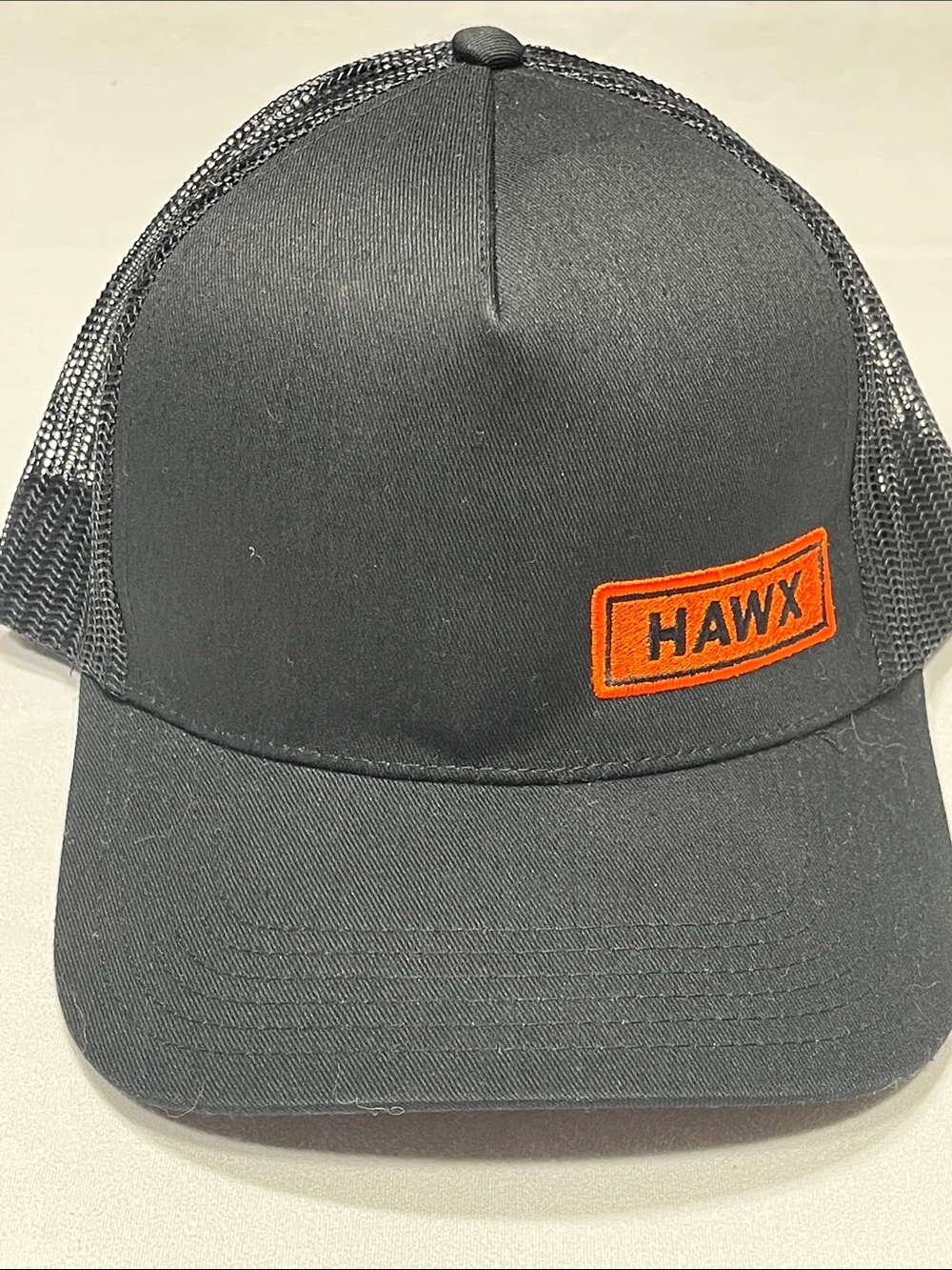 HAWX Black Trucker Hat Orange Logo Patch Otto Snapback Cap